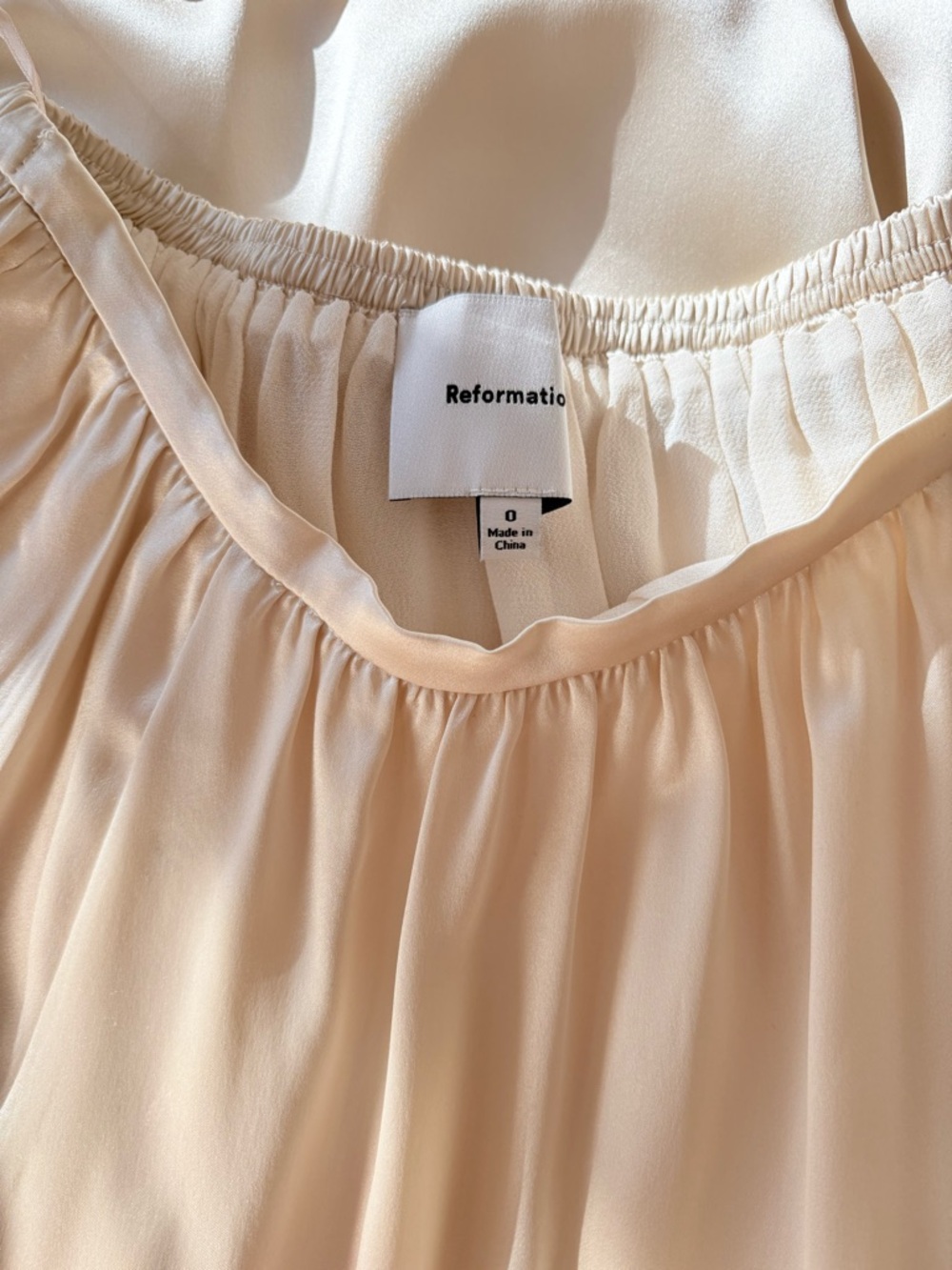 NEW Reformation Gemma Long Silk Skirt Almond Cream Elastic Waist | US 0 UK 4 - Picture 11 of 12